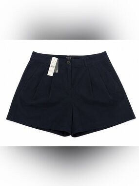 J.Crew Pleated Navy Shorts Cotton Pockets NWT High Ris Tailored Minimalist Size2